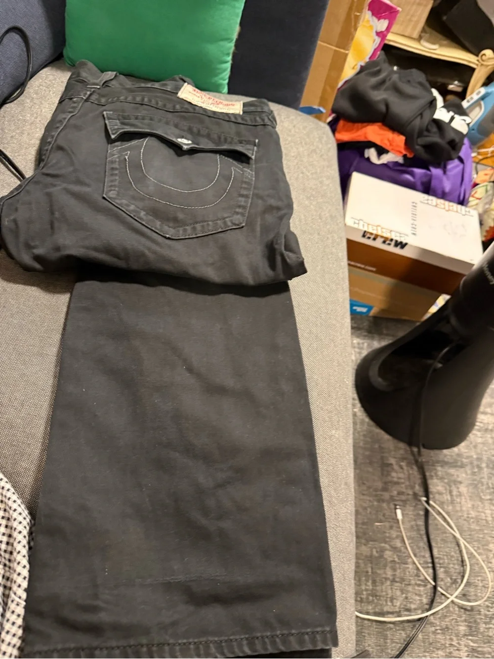 True Religion Men's Straight Fit Jeans in Charcoal was$185